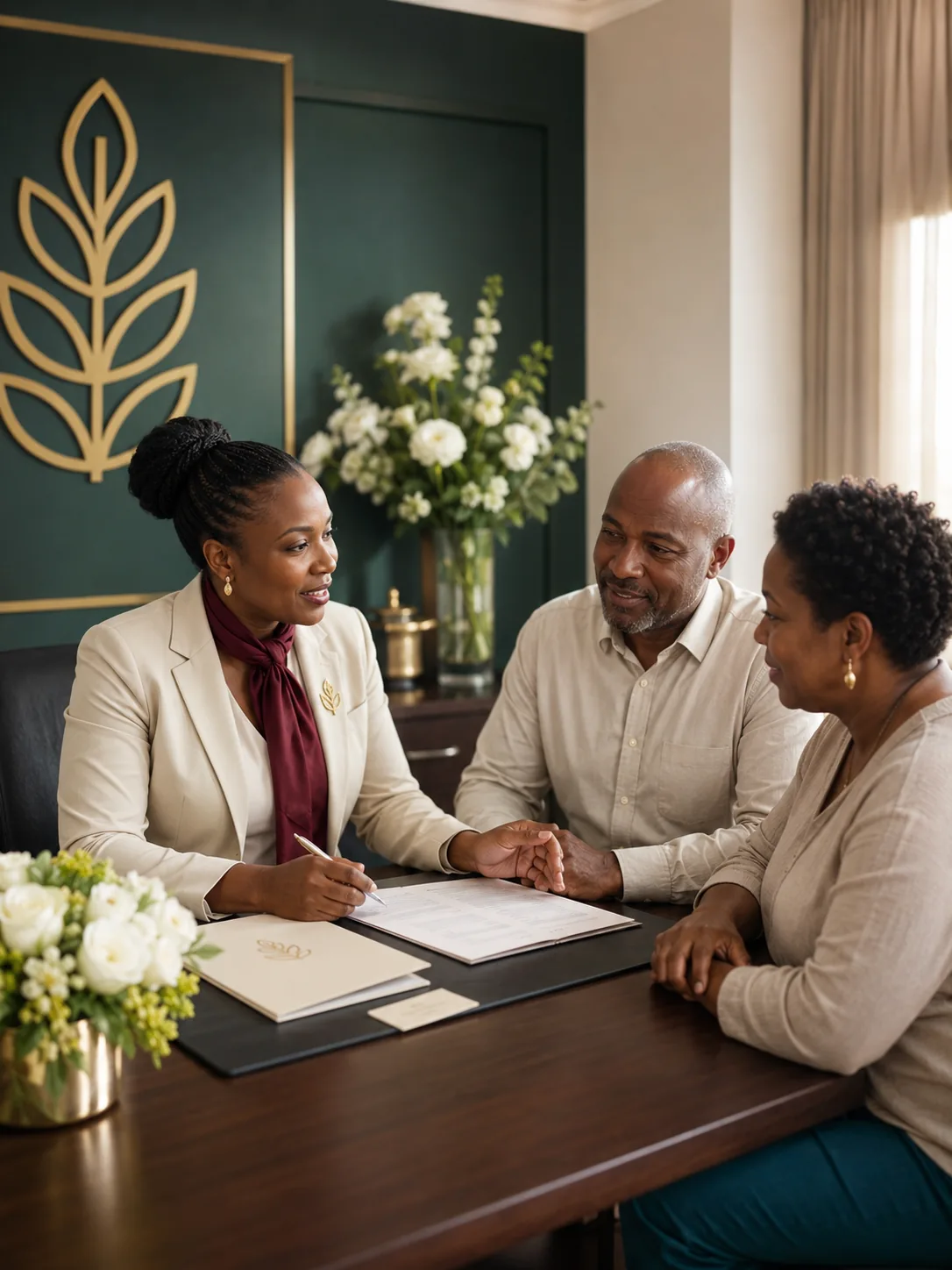 A family reviewing funeral package costs with an Ubuntu Memorial consultant